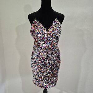 Maniju Size M Vibrant Sequin Mini Dress